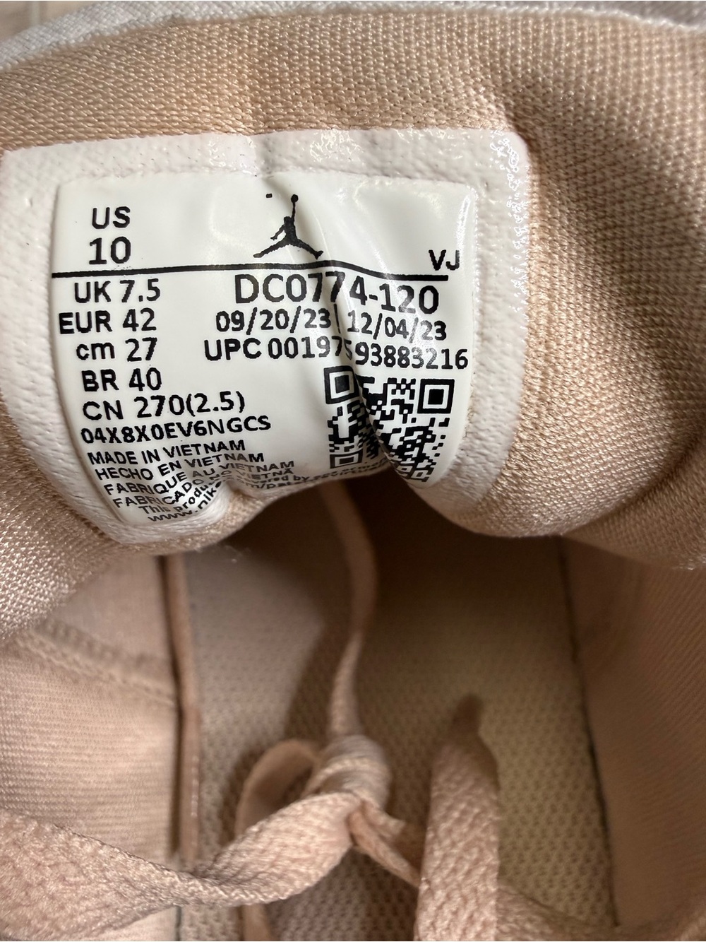Air Jordan 1 Low Particle Biege Women’s Shoe Size 10 Biege DC0774-120 Preowned - Picture 8 of 8